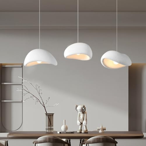 TMKOO Wabi Sabi Pendelleuchte E27 Moderne Hängeleuchte 3 Flammig Weiß Unregelmäßiges Design Höhenverstellbar Für Esstisch Wohnzimmer Esszimmer Schlafzimmer Küche Café Inselbeleuchtung Kronleuchter(B)