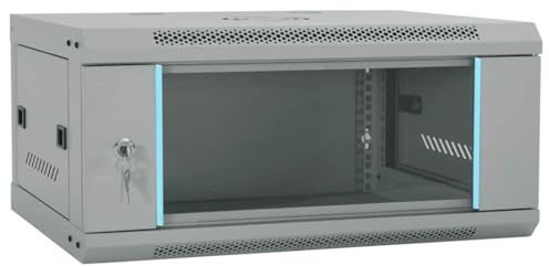 vidaXL Network Cabinet with Storage Grey 60 x 45 x 28 cm Steel