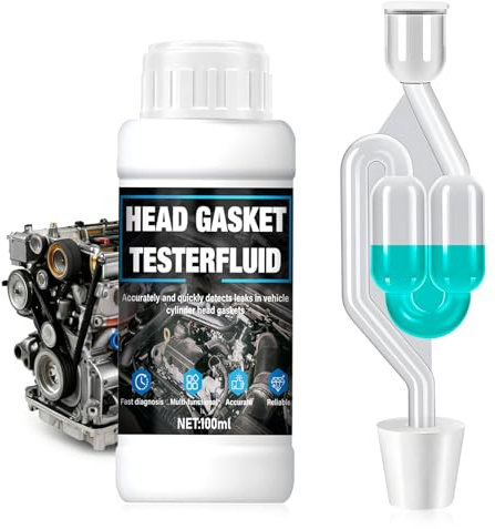 Miioto Zylinderkopfdichtung Tester mit Blauer Reaktivflüssigkeit, 100ml | CO2 Tester Kühlwasser, Zylinderkopfdichtung Dichtmittel, Kopfdichtung testers Chnelle und Zuverlässige Diagnose Auto Motorrad