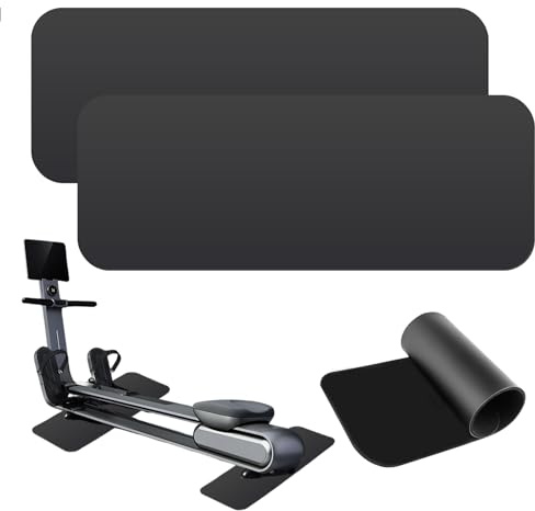 Bodenschutzmatte Fitnessgerät, 2 Stück Unterlegmatte für Fitnessgeräte 6mm Dicke Rutschfeste Bodenschutzmatte fitnessgeräte 80x25x0.6cm Stoßdämpfende bodenschutzmatte für Laufband Sportgeräte, Schwarz