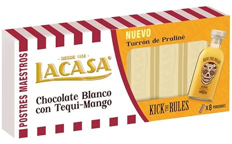 Turrón LACASA – Tableta Gourmet | Variedades exóticas con chocolate y frutas – Turrones premium para Navidad y ocasiones especiales (225gr, Tequi Mango)