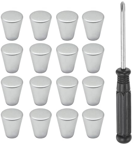 YAZWUR 16-teiliges Set moderne Aluminium-Möbelknöpfe, runde Küchenknöpfe, Schrankknöpfe mit Schraubendreher, Metall-Schubladenknöpfe, Knöpfe für Schlafzimmer- und Küchenmöbel
