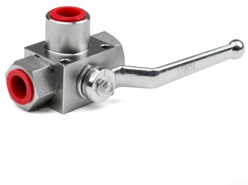 Pumixiy Hochdruck-Hydraulik-Kugelhahn, 3-Wege, 7250 PSI Absperrventil NPT1/2, Kohlenstoffstahl, 3-Wege-Durchflusskontrolle für Öl, Gas und Wassersysteme (NPT1/4)
