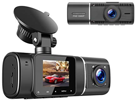 Volaylink Dash Cam Front and Inside with Battery, Dual Car Camera Dash Cam with Parking Monitor, Infrared Night Vision, WDR, G-Sensor, 170° Wide Angle, Dashcam with Motion Detection