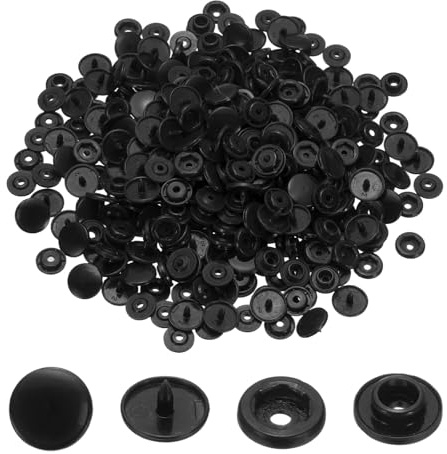 QUARKZMAN 100 Sets T5 Resin Plastik Druckknöpfe Druckknöpfe Set Schwarz | Hochglanz Runde Resin Verschlüsse, Ohne Nähen, Für Nähen Von Stoffen Basteln Kleidung Taschen