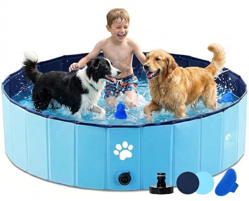 Piscina para perros plegable, antideslizante, duradera y grande para perros, 120 cm