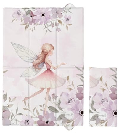 CEBA BABY Faltbare Wickelunterlage 40x60 cm – Reise-Wickelmatte für unterwegs, Basic (Meadow Fairy)