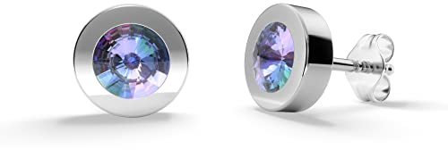 TIABELLE – Ohrstecker LUNA aus Titan mit funkelnden Swarovski® Zirconias – Silberfarbene Ohrringe für Damen – allergenfrei & hautverträglich – Handmade in Germany (7,6mm ø | Vitrail Light)