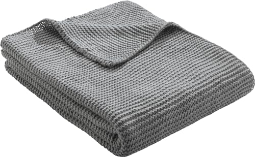 Erwin Müller Plaid Turin Strick grau Größe 130x170 cm