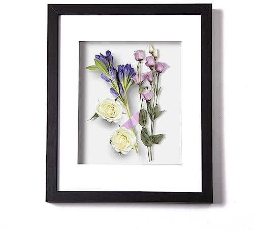 Muzilife 11x14 Shadow Box 3D Picture Frame with Mat, Wood, 1 Pack, Black