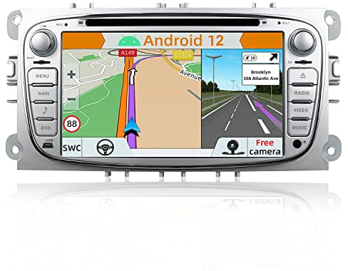 YUNTX Android 14 Autoradio für Ford Focus/Mondeo/S-Max/Connect (2008-2011) Radio mit GPS Navi-CarPlay/Android Auto/Bluetooth 5.0/DAB/USB/WiFi/4G/Mirrorlink-mit Kamera+Canbus+MIC-2 Din IPS 7 Zoll