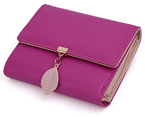 Portefeuille Femme UTO Porte-Monnaie Feuille Exquis Pendentif en PU Cuir 6 emplacements de Carte Rosé Rose