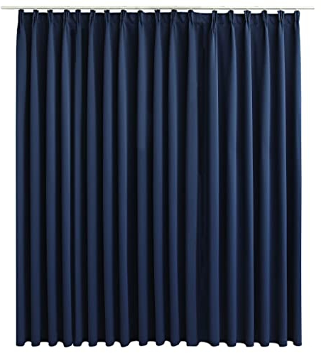 vidaXL Vorhang Verdunkelung mit Haken Verdunkelungsvorhang Kräuselband Thermo Gardine Blickdicht Dekoschal Wohnzimmer Blau 290x245cm