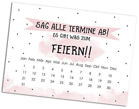Nastami Save The Date Karten Geburtstag Sag alle Termine ab! BLAU Save The Date Karten deutsch Einladung Geburtstag DIN A6 (25 Stück, rosa)