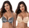 Curve Muse Women Push Up Add 1 and a Half Cup Underwire Halter Front Close Bras -2PK-Grey,Nude-42D (EU:95D)