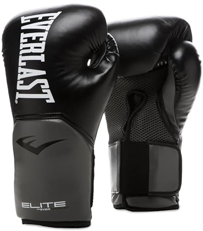 Everlast Pro Style Elite Guantes Unisex para Adultos, Negro/Gris, 340 G (12 Oz), Ue