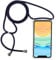 PuYu Zhe Crossbody Case Compatible for iPhone 12 Pro Max,Necklace Phone Cover,Clear Transparent TPU Silicone Shell with Adjustable Neck Cord Lanyard Strap-Black White Blue