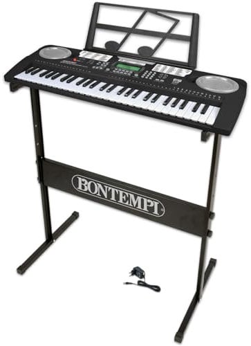 Bontempi | HarmonyLegs - Tastiera Digitale a 54 Tasti con Gambe, Connessione USB e adattatore di rete per un'Armonia Completa, 690x220x700 mm