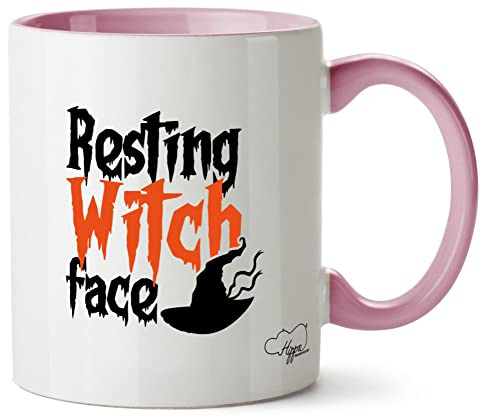 Hippowarehouse Resting Witch face Halloween Hat Printed Mug Various Colour Options Ceramic Cup Kitchenware 11oz