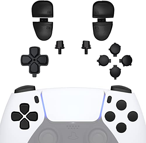 eXtremeRate D-Pad R1 L1 R2 L2 Gatillos Share Options Acción Reemplazo Botones Completo para ps5 Control Teclas de Repuesto Botón Compatible con ps5 Control BDM-030/040/050 Modelo(Negro)