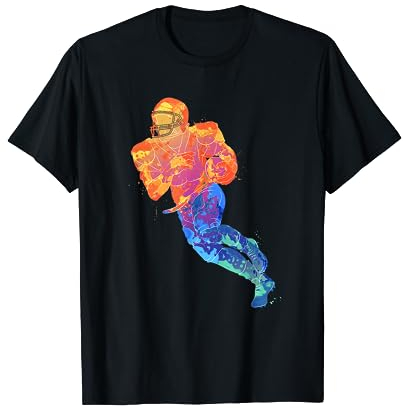 American Football - Spieler bunt Farbe Splash Design T-Shirt