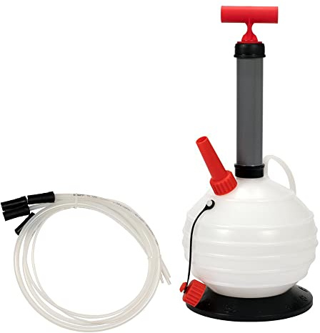 Vorel Ölabsaugpumpe 6 Liter, incl. 4 Schläuche, großer Kunststoff Behälter, ideal für Öl Diesel Bremsflüssigkeiten Wasser usw. aus Auto Motorrad Rasenmäher, manuelle Flüssigkeitspumpe Handpumpe