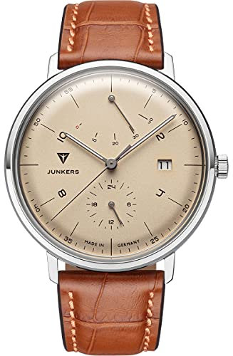 Junkers Bauhaus 41mm Herrenuhr Analog Automatik Gangreserve (41 mm, Beige-braun)