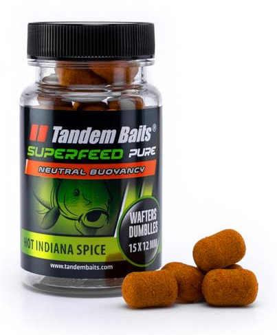 Tandem Baits SuperFeed Pure Dumbells Wafters Hot Indiana Spice | Karpfen Angeln ohne Mühe | Boilies Köder Große-Fische-Angeln | Karpfenzubehör Profis & Hobby-Angler 15/12 mm 30 g