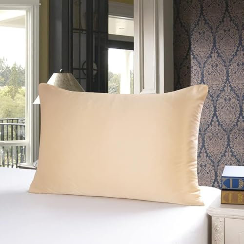 townssilk Taie d'oreiller en Soie, 50x70cm,100% Soie de mûrier Naturelle 19 Momme, Deux Faces en Soie, certifiée Oeko-Tex, Douce pour la Peau et Les Cheveux, 1 unité,Or Champagne