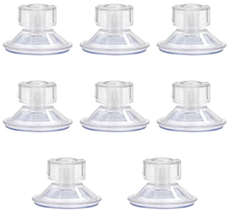 Skyzone Ventose Trasparenti in plastica, 8 Pezzi 45 mm Ventose da Tavolo Rotonde Trasparenti in Vetro con Tappo a Vite per Tende da Sole per Auto, Bagno, Cucina, specchi per finestre