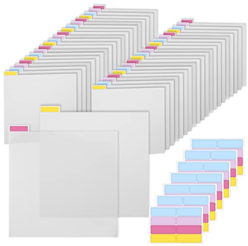 Caydo 42 Stück Scrapbook Tabbed Trenner Kunststoff Klar Scrapbook Papier Trenner mit 56 Stück Sticky Index Tabs zum Teilen von 30 x 30 cm Scrapbook Papier, Karton