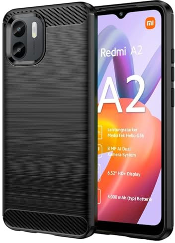 betterfon Hülle Kompatibel mit Xiaomi Redmi A2 | Handyhülle für Redmi A2 | Carbon Handy Tasche | Schwarz