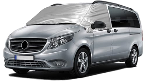 Opaltool Externe Thermo Scheibenabdeckung passend für Mercedes-Benz Vito W447 2015-2022, Luxus Silber Wrap, Faltbare Frontscheibenabdeckung Winter Sommer Scheibenfrostschutz Abdeckung