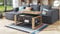 Design Couchtisch Multifunktion Arbeitstisch Tisch Nuo Ablage Esstisch, Farbe:Eiche Artisan - Anthrazit matt