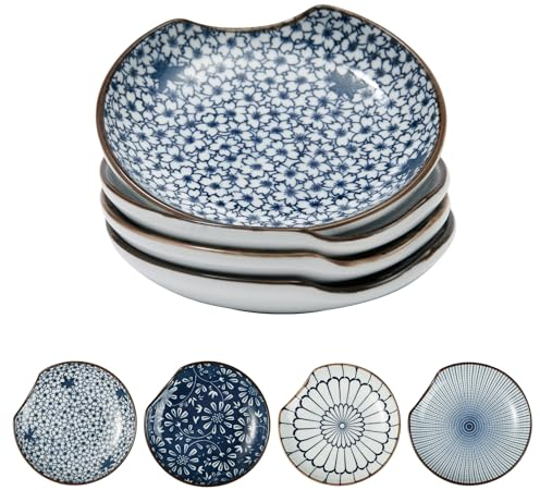 Ceramic Spoon Rest for Stove Top, Spoon Holder Set of 4 Kitchen Counter Coffee Spoon Rest 4.8 Inches Ceramic Pasta Spoon Microwave and Oven Safe Modern Kitchen Décor