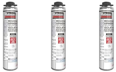 Rubson Mousse Expansive Isolation Thermique et Phonique, Blanche, Aérosol Pistolable de 750 ml (Lot de 3)
