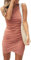 Cuptacc Robe de Soirée Tunique Femme Ceremonie Courte Robes Portefeuille Doux Rose,Mittel 38-40