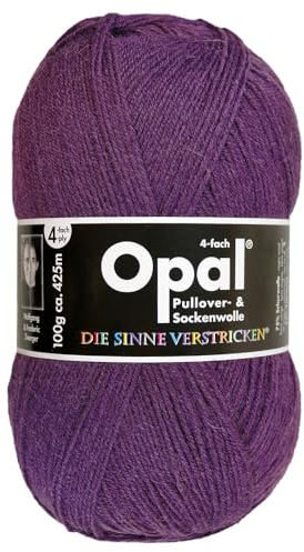 Frida's Wollhaus Opal 100 g Uni 4-fach Sockengarn Strümpfe Stricken filzfrei Wolle 35 Farben (3072 | Violett)