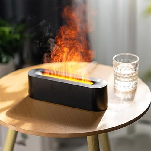 Difusor de llama para chimenea, difusor de aceites esenciales de aromaterapia con temporizador y apagado automático, 7 luces LED relajantes, humidificador ultrasónico de niebla fría de 150 ml para