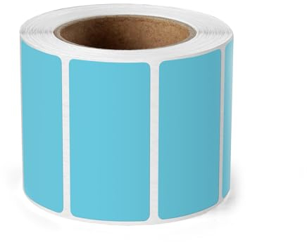 YIKIADA Blau Thermoetiketten Vinyl 25 × 50 mm Rolle Rechteckig Selbstklebend Adressaufkleber Wasserdicht Aufkleber für Name Barcode QR Code DIY 500 Stück