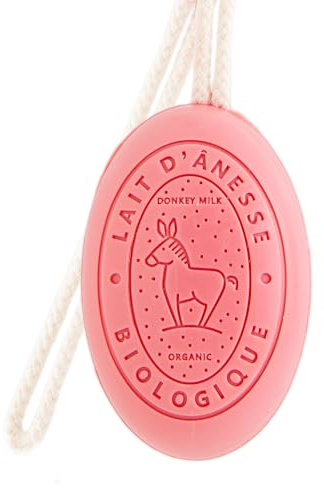 Label Provence Savon de Marseille - Französische Seife am Seil aus frischer Bio-Eselsmilch - Erdbeerduft - 175 g