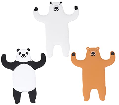 IMIKEYA 3pcs Bear Design Soft Wall Hooks Stick Self Adhesive Hooks for Hanging Pictures