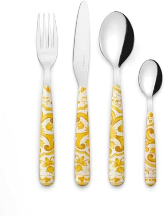 Guzzini - Set 24 posate in acciaio inossidabile, argento,BLUES (ambra)