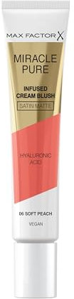 Max Factor Creamy Blush Miracle Pure - Complesso Idratante - con Acido Ialuronico & Squalane - Ultra Pigmentato - 100% Vegano, 06 Soft Peach