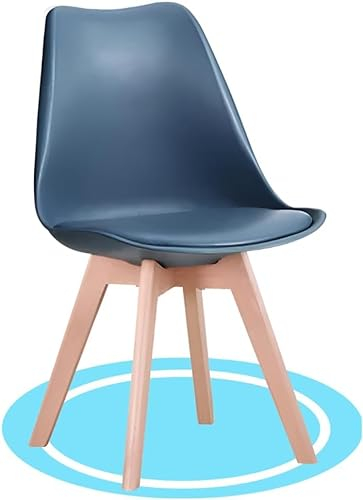 Dekohome Sillas de Comedor, Sillas de Cocina Nórdicas con Asiento Blando, Tapizado y Patas de Madera de Haya Resistente, Azul Oscuro, 1 Silla
