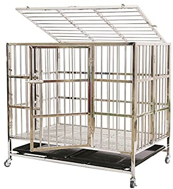 WYRMB Haustierkäfig, langlebige Hundebox, Edelstahl-Hundekäfig, zusammenklappbarer Innenhaustierkäfig mit Toilette, Haustier-Laufstall, 108 cm