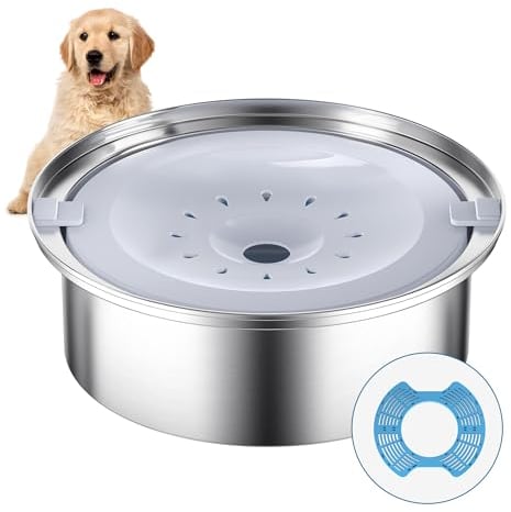 No Spill Dog Water Bowl, Stainless Steel Dog Water Bowl, 2.5l Large Dog Water Bowl Non Spill, Splash-Free, Anti-Choking Slow Drinking Dog Bowl for Dog Cat Puppy Home,Car,Outdoor