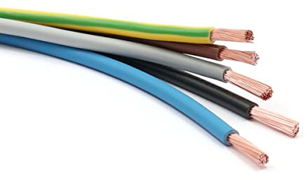 Xenterio 16mm² Verdrahtungssatz 5x10m H07V-K | Aderleitung für Zählerschrank & Elektroverteilung | Braun, Schwarz, Grau, Blau, Grün-Gelb | VDE-konforme Kupferlitze