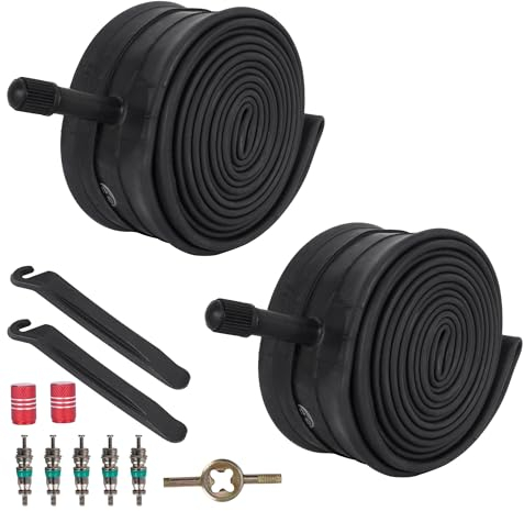 26 Fat Tire Schlauch 26x2,50/3,00 Fahrradschlauch AV32mm Schrader-Ventil, kompatibel mit 26x2,5 26x2,6 26x2,8 26x3 Fat Tire Mountainbike Elektrofahrradschlauch mit Reifenhebern, 2er-Pack