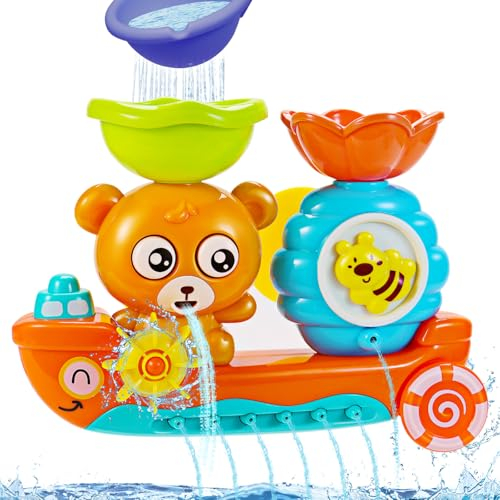 Jovicos Badewannenspielzeug ab 1 2 3 Jahr, Badespielzeug Baby ab 1 Jahr, Bär und Bee Badewannen Spielzeug Kinder, Wasserspielzeug Babyspielzeug Geschenk für Jungen Mädchen Geburtstag